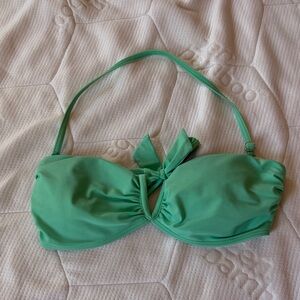 Green Bandeau Bikini Top with Halter Strap